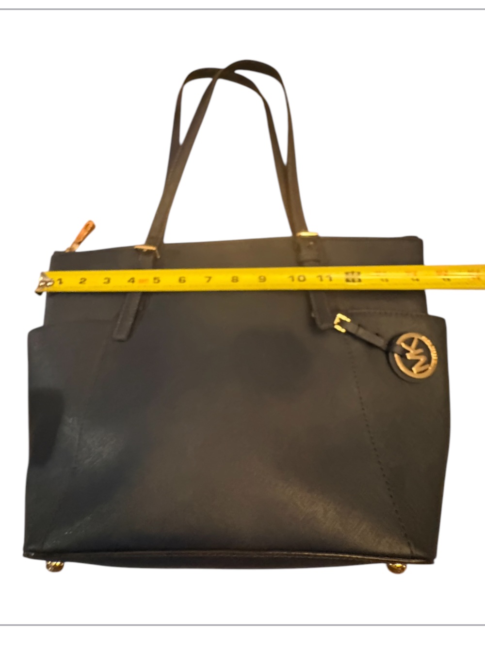 Michael Kors Blue Leather Medium Jet Set Top Zip Tote Navy Blue - Picture 10 of 13